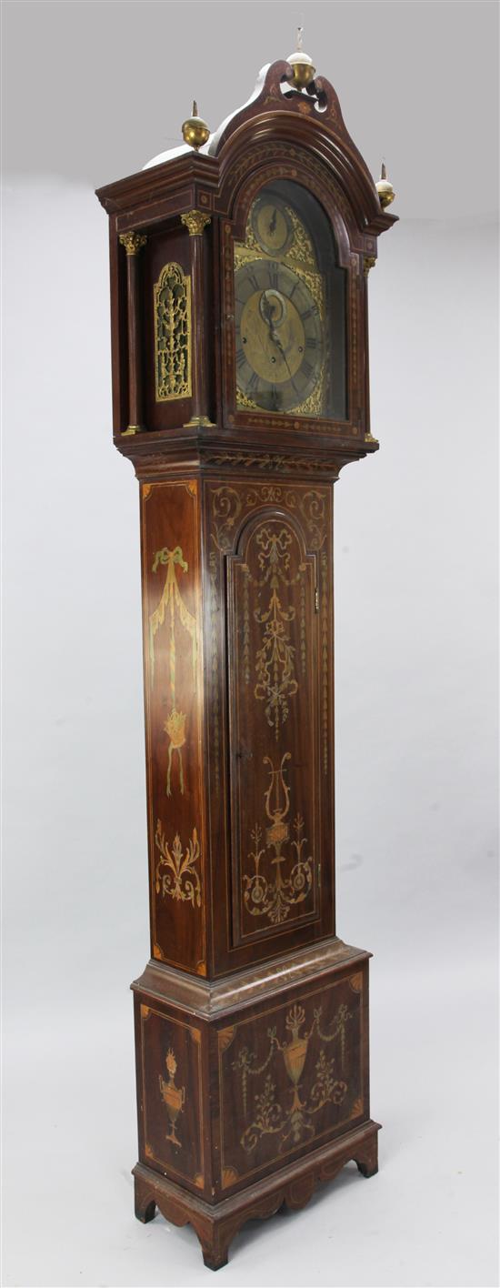 A George III mahogany eight day chiming longcase clock, 7ft 5in.